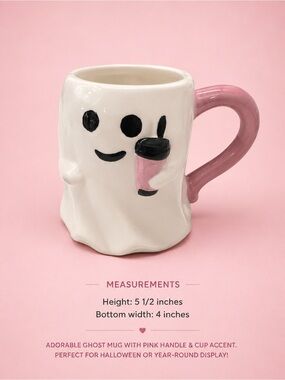 NWT HALLOWEEN 👻 GHOST COFFEE PURPLE HANDLE 13.5oz CERAMIC MUG
